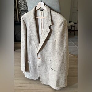 Vtg Brittany Sports Coat 42R Cream Bouclé Wool Blend Double Vent Single Breasted